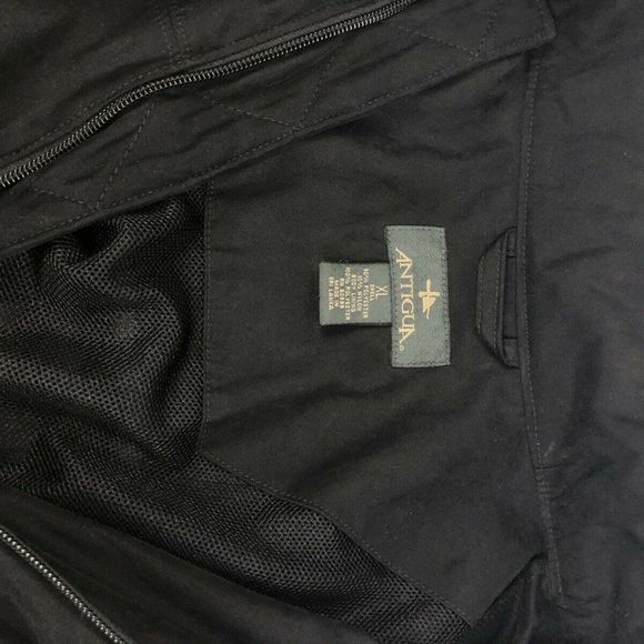 ANTIGUA Full Zip Press Buttons Mens GOLF JACKET Pockets Lined BLACK XL NWOT - Picture 8 of 11